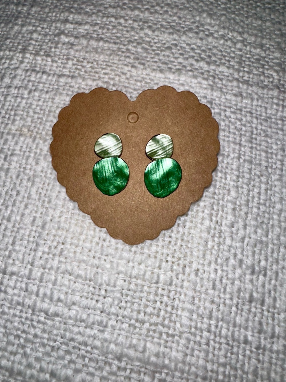 Green Two-Tone Dangle Earrings - Women Jewelry